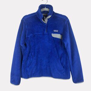 Patagonia Re-tool Snap T Pullover Jacket Womens Medium Blue Fleece Long Sleeve